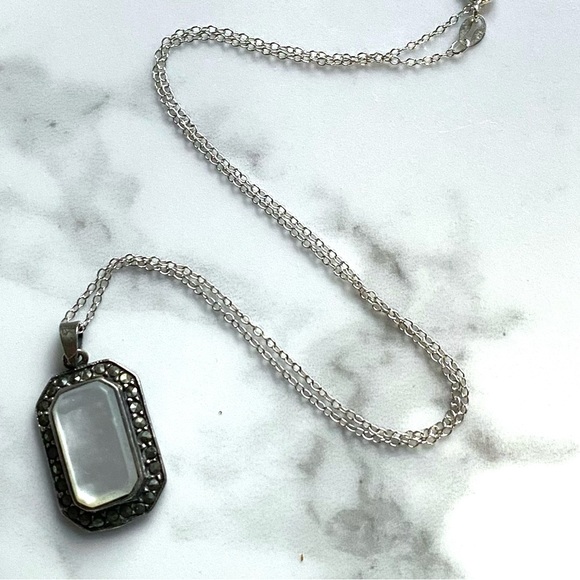 Sterling Silver & Marcasite Vintage Necklace - Picture 4 of 8